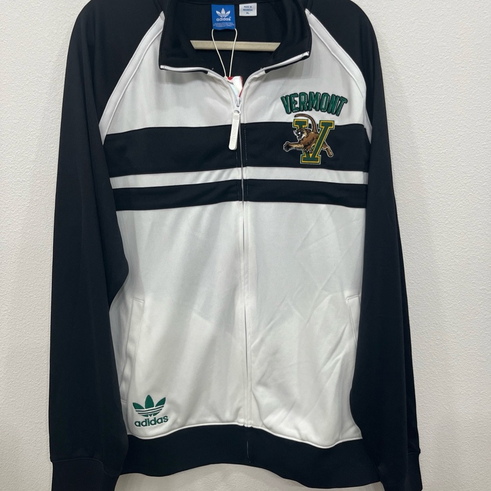Adidas Vermont Catamount Collegiate Track Jacket Black White Green